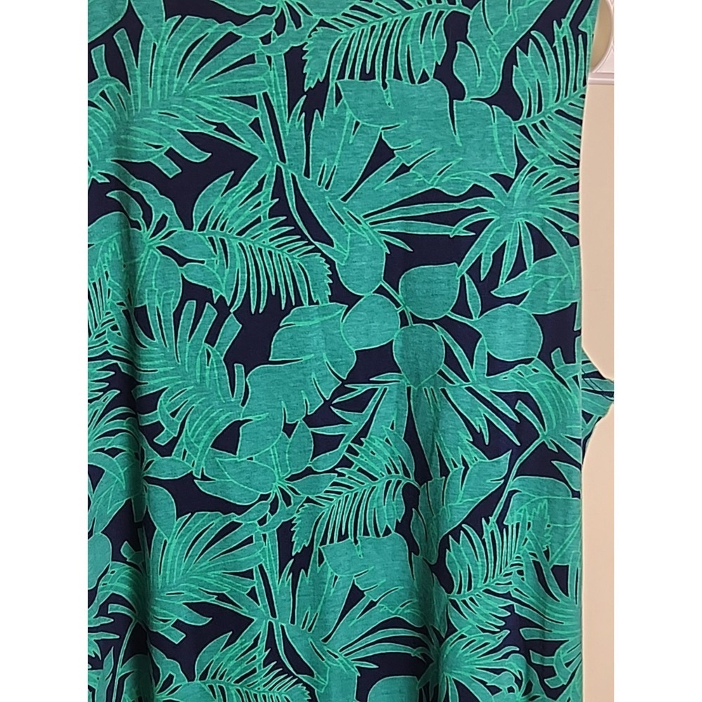 Lands End Womens Sleeveless Maxi Dress Teal Multi Palm Green L - Picture 6 of 8